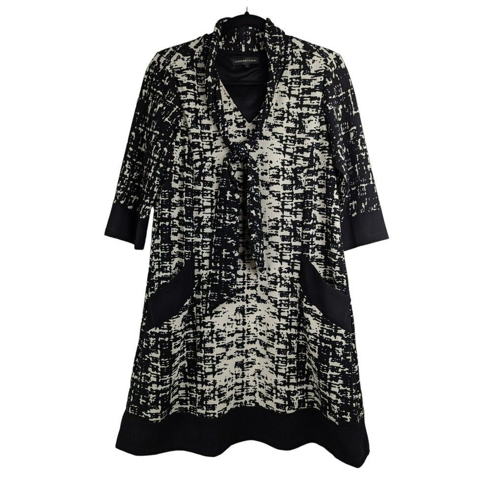 Chris McLaughlin Womens Knee Length A-Line Dress Size 10 Abstract V-Neck